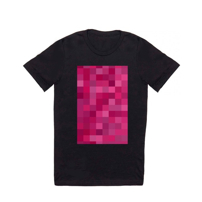 Shades of Pink Pixel Blocks Pattern Design T Shirt