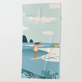 Wave Sisters Beach Towel