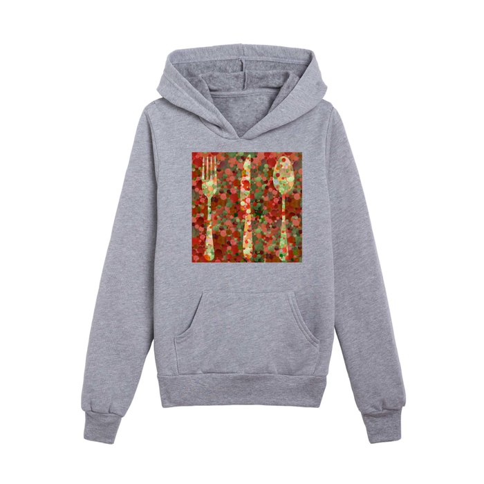 Robust Red Spoon Mosaic Art  Kids Pullover Hoodie