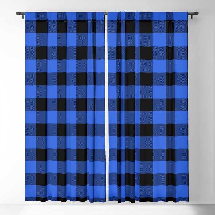 Royal Blue And Black Lumberjack Buffalo, Blue Plaid Curtain Fabric