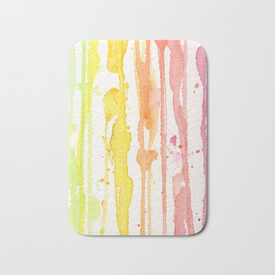 Rainbow Watercolor Texture Pattern Abstract Bath Mat