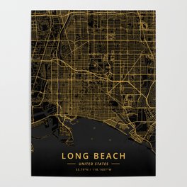 Long Beach, United States - Gold Poster