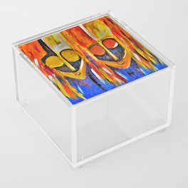 Two African Masquerade Masked Faces Acrylic Box