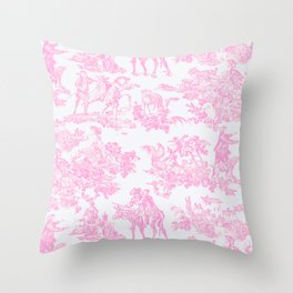 Pink Toile De Jouy Print Throw Pillow