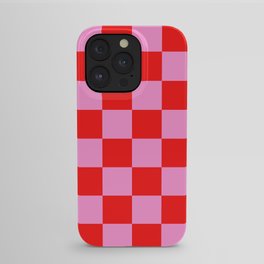 Pink Checkered And Red Bright Modern Shape Geometric Pattern iPhone Case | Pink, Graphic Design, Pink Checkered, Bright, Checkered, Modern, Gingham, Buffalo, Pattern, Geometric 