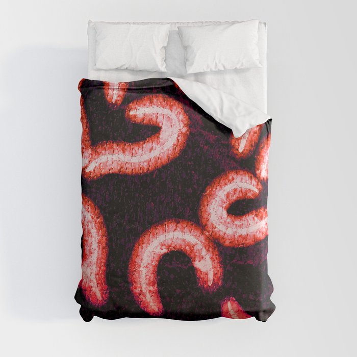 Distressed Hearts Red Duvet Cover