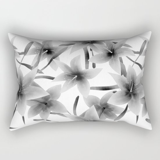 Lily. Black and white pattern . Rectangular Pillow