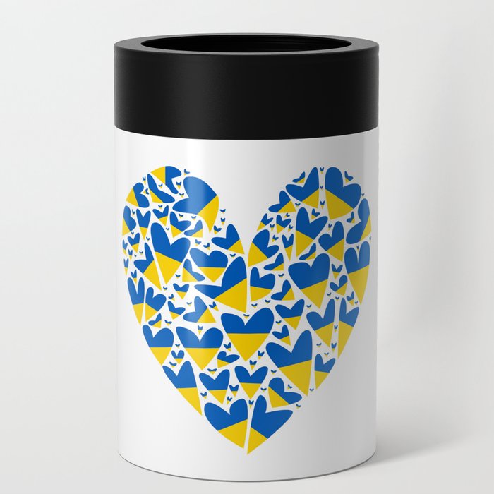 Ukraine Flag in Hearts Can Cooler