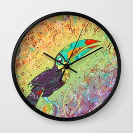 Toucan Can Do It! Wall Clock | Cartoon, Prettybird, Fancy, Colorfultoucan, Illustration, Digital, Toucan, Toucanillustration, Colorful, Fantasy 