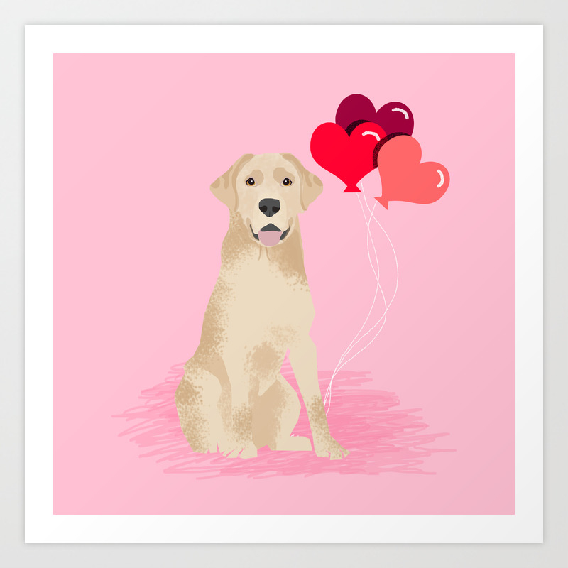 Labrador Retriever Yellow Lab Valentines Day Dog Breed Gifts Heart Balloons Art Print By Lablife Society6