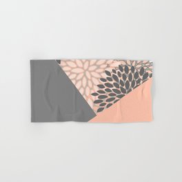 Modern, Floral Prints, with Block Color, Coral and Gray Hand & Bath Towel