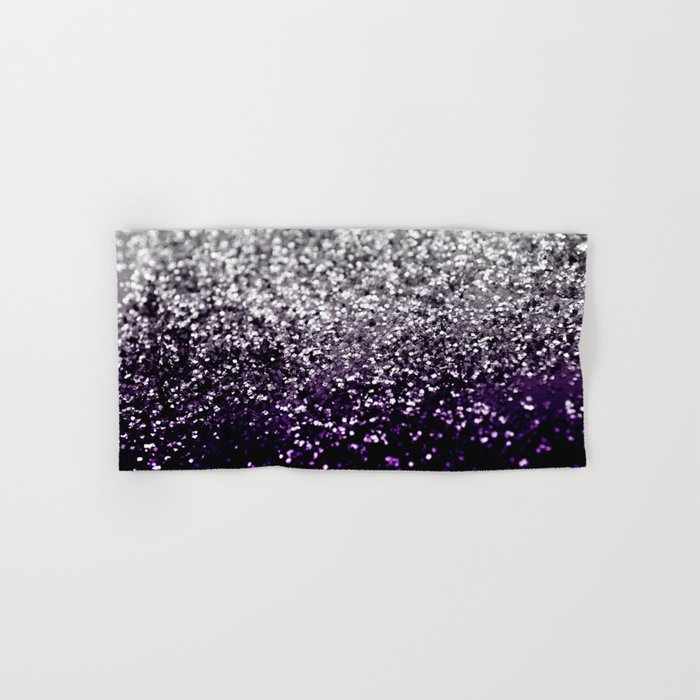 Dark Night Purple Black Silver Glitter 1 Faux Glitter shiny decor art society6 Hand Bath Towel by Anita s Bella s Art Society6