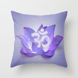 Very Peri Lotus and OM symbol Throw Pillow