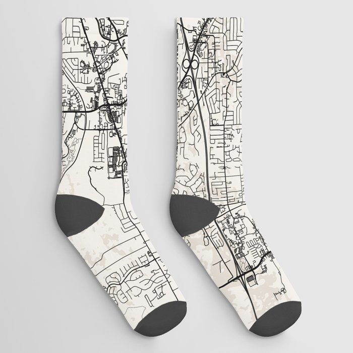 USA, Tallahassee Black&White City Map Drawing Socks