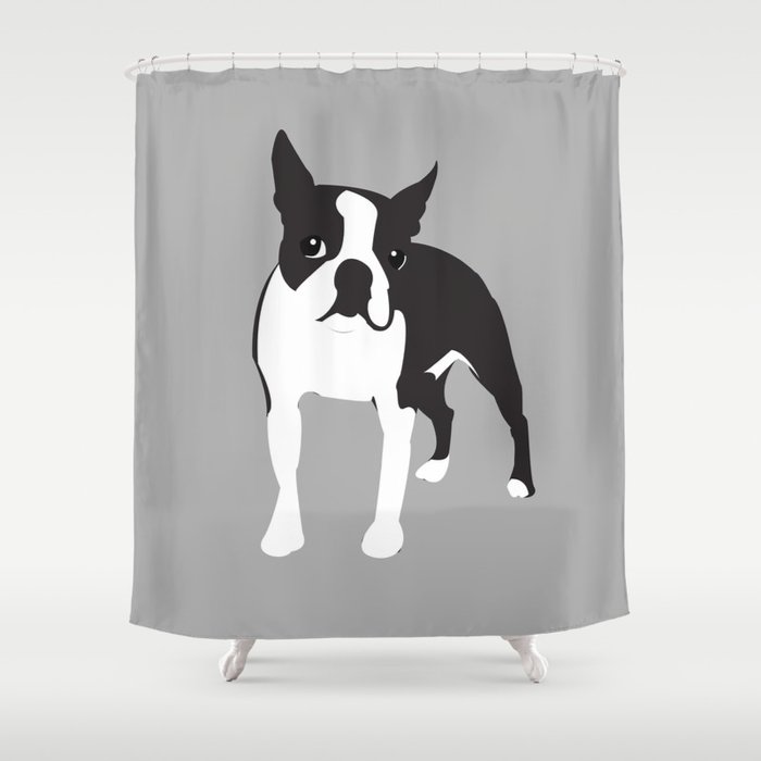 Boston Terrier Grey Shower Curtain By Sianmurrayart Society6