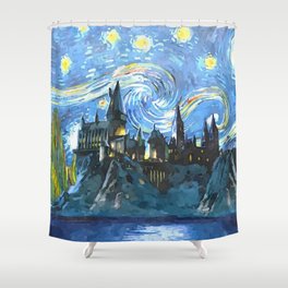 Starry Night in H magic castle Shower Curtain