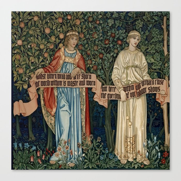 William Morris Medieval Maiden Cross Stitch Pattern Canvas Print