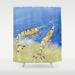 Swimming Together - Shrimp Shower Curtain