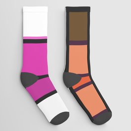 Manic Mondrian Pink Teal Retro Color Composition Socks