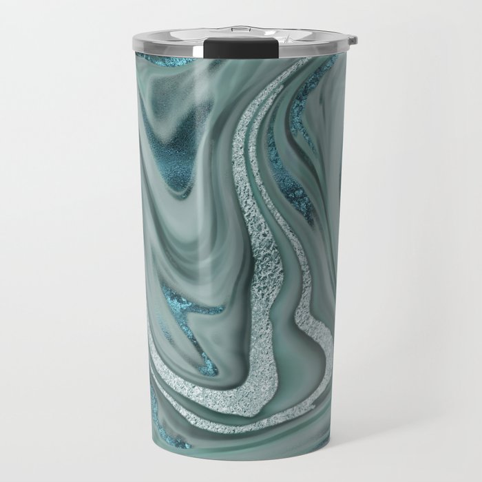 Elegant Marble Gemstone Texture Turquoise Teal Travel Mug