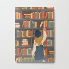 Library Love Metal Print | Student, Modern, Literature, Everyday, Feminine, Girl, Book, Woman, Hobby, Art 