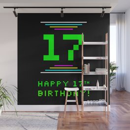 [ Thumbnail: 17th Birthday - Nerdy Geeky Pixelated 8-Bit Computing Graphics Inspired Look Wall Mural ]