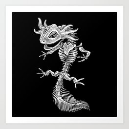 Axolotl Skeleton Art Print
