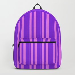 [ Thumbnail: Violet and Purple Colored Stripes/Lines Pattern Backpack ]