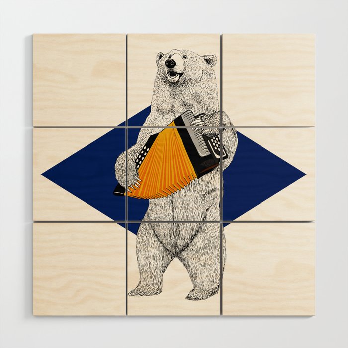Accordion bear Wood Wall Art