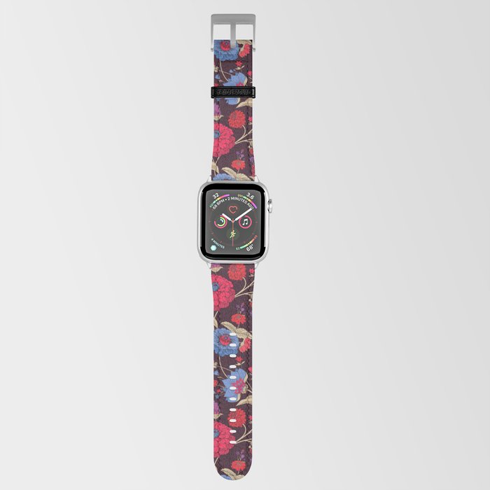 Purple Red Blue Floral Sprig Summer Pattern Apple Watch Band