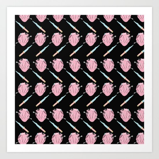 corazones y dagas Art Print
