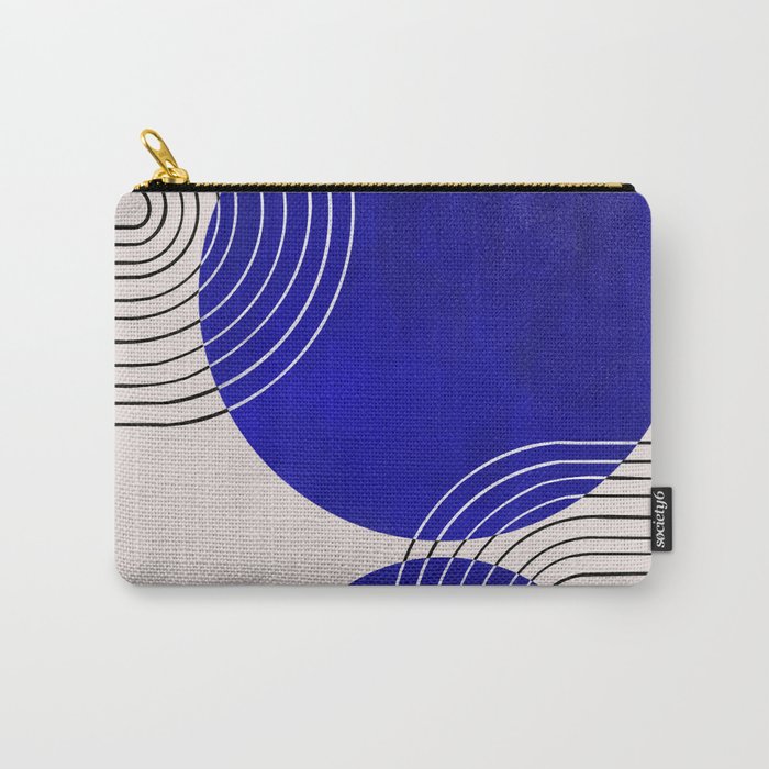 Indigo Blue Abstract Geometrical Composition Carry-All Pouch