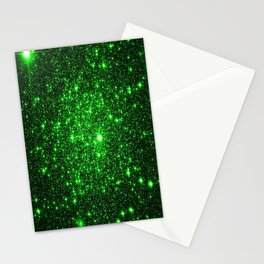 gAlAXy Green Sparkle Stars Stationery Card