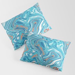 Blue, Orange and White Liquid Swirl Pillow Sham