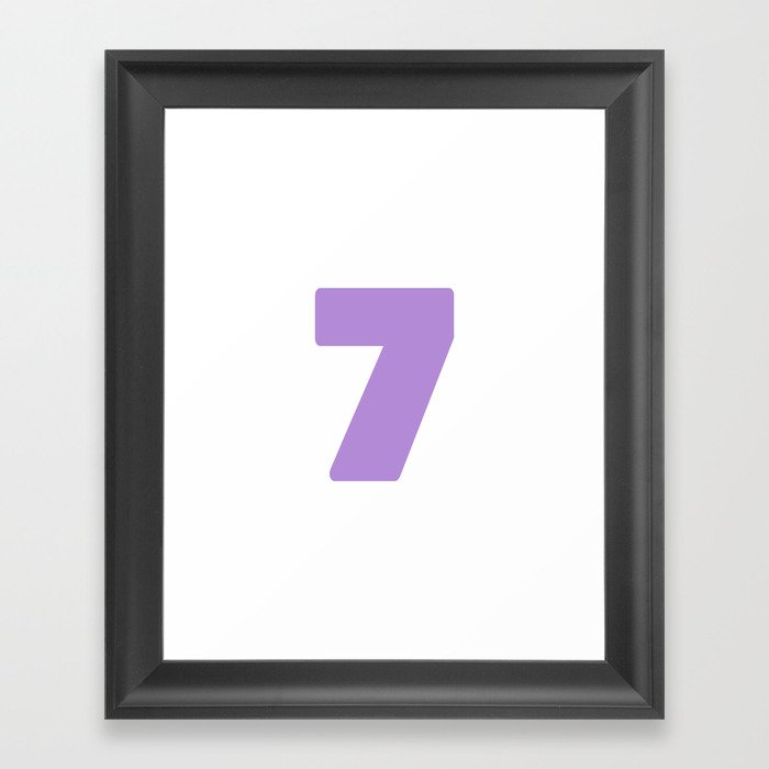 7 (Lavender & White Number) Framed Art Print