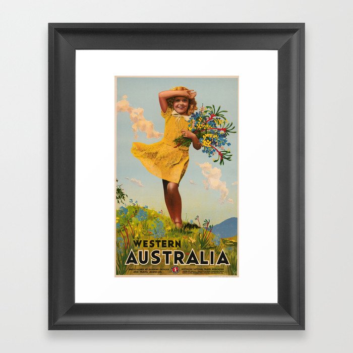 Western Australia vintage travel ad Framed Art Print