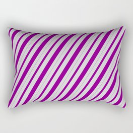 [ Thumbnail: Light Grey & Purple Colored Striped Pattern Rectangular Pillow ]