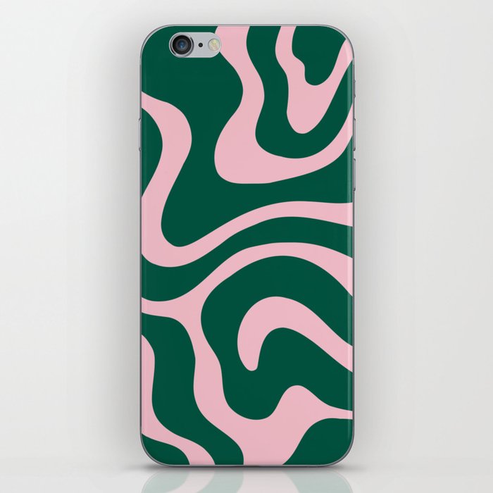 Warped Swirl Marble Pattern (emerald green/pink) iPhone Skin
