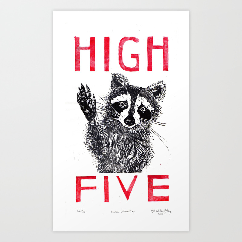 animal posters Raccoon Print No.493 dictionary art 