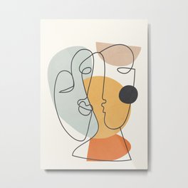 Abstract Faces 30 Metal Print | Art, Lines, Watercolor, Street Art, Color, Vintage, Wall, Minimal, Minimalism, Black And White 