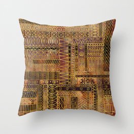 Tribal  Ethnic Boho Pattern gold and brown Throw Pillow