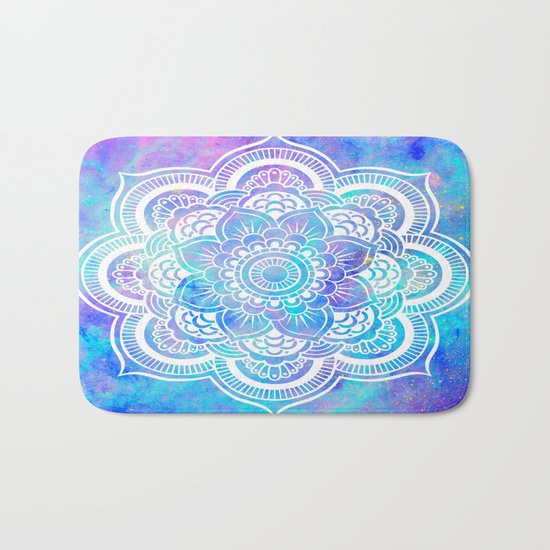 Mandala Pink Lavender Aqua Galaxy Space Bath Mat