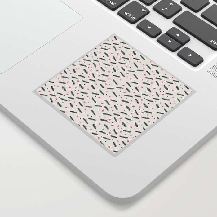 Christmas branches and stars - olive and coral Sticker