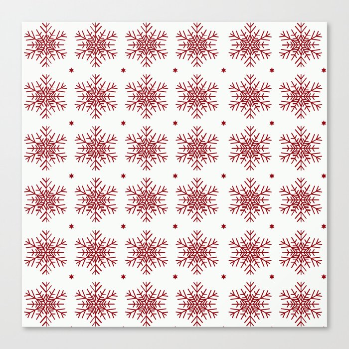 Christmas Pattern Modern Red Snowflake Floral Canvas Print