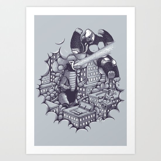 Lucha Kaiju Art Print
