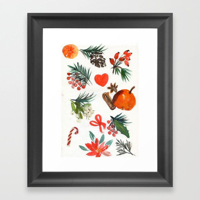 christmas pattern: cinnamon & apple Framed Art Print