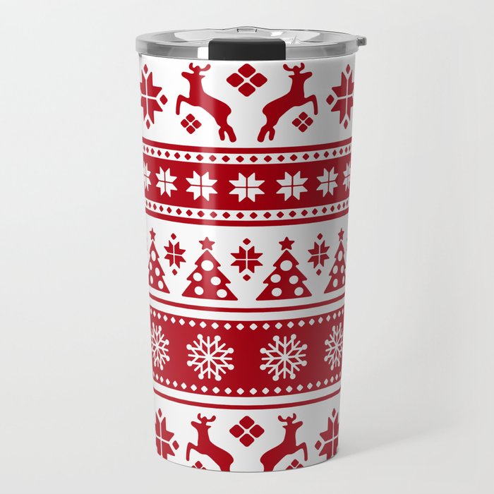 Christmas Holiday Nordic Pattern Cozy Travel Mug