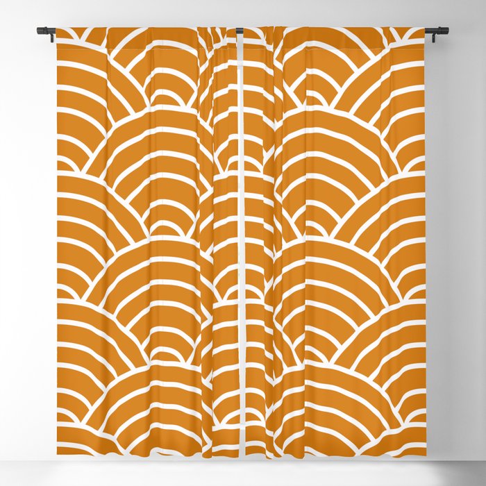 Orange Japanese Seigaiha Wave Blackout Curtain