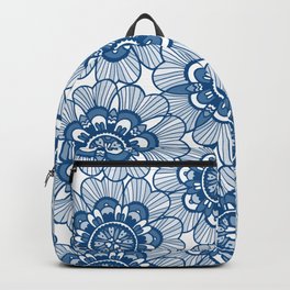 Big blue flowers Backpack | Illustration, Pattern, Floral, Graphicdesign, Minimalistic, Blue, Bigscale, Navy, Whiteandblue, Ornamental 