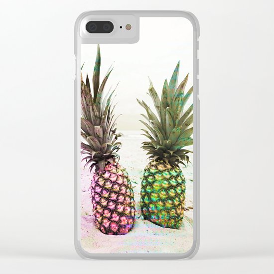 Neon Pineapples Beach Clear iPhone Case